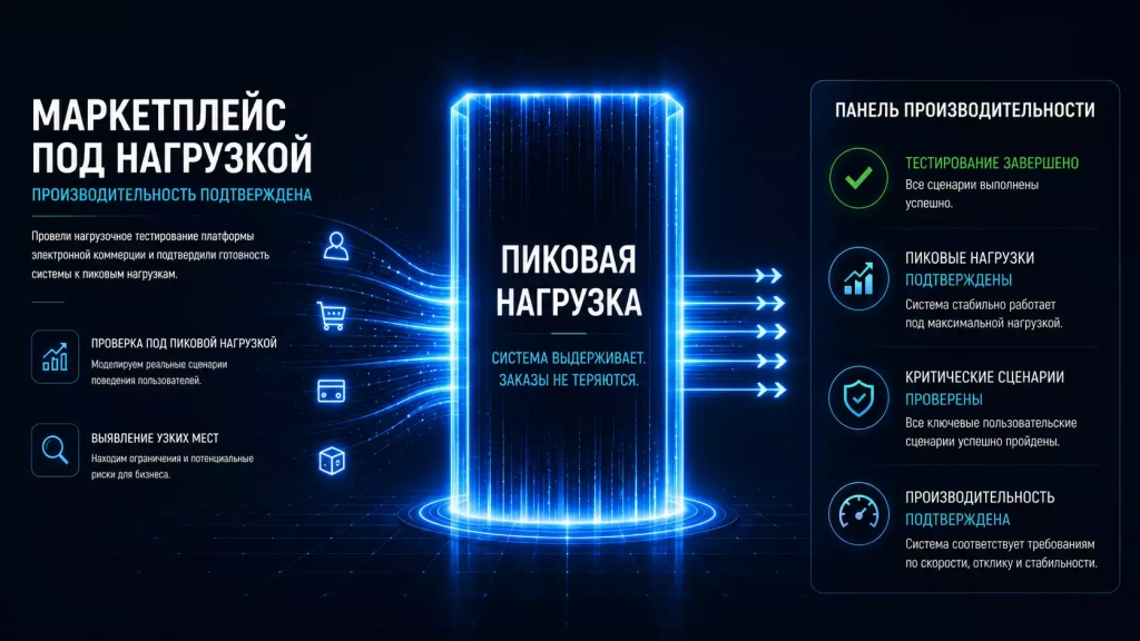 Нагрузочное тестирование платформы электронной коммерции: проверка производительности маркетплейса, устойчивости под высокой нагрузкой и готовности к пиковым пользовательским сценариям