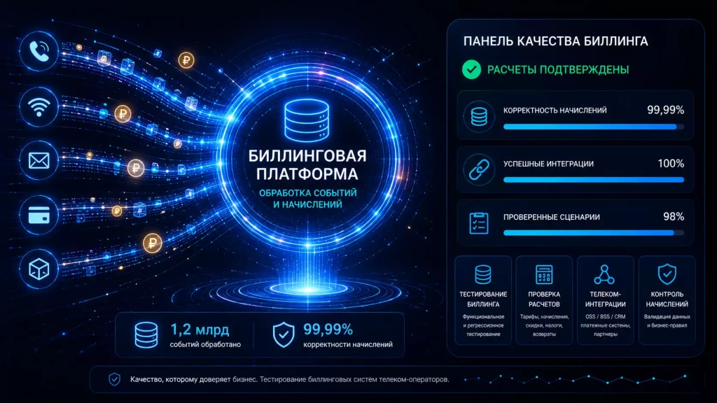 Тестирование биллинговой системы телеком-оператора: проверка начислений, расчетов, интеграций и качества работы телеком-платформы под высокой нагрузкой