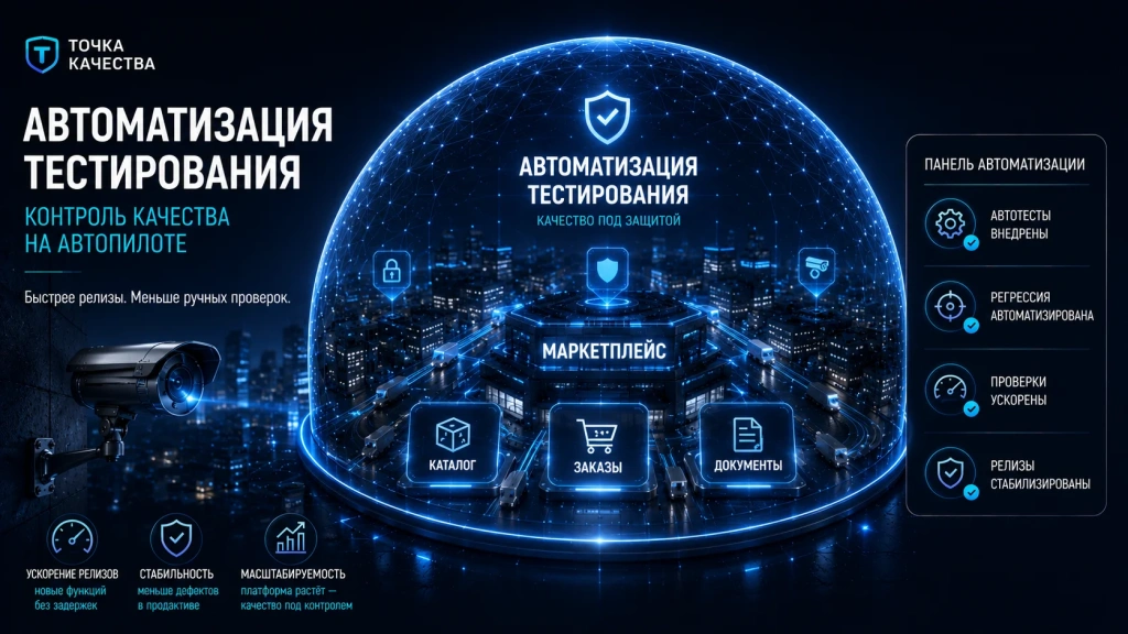 Автоматизация тестирования маркетплейса систем безопасности, внедрение автотестов, автоматизация регрессионного тестирования и контроль качества цифровой платформы
