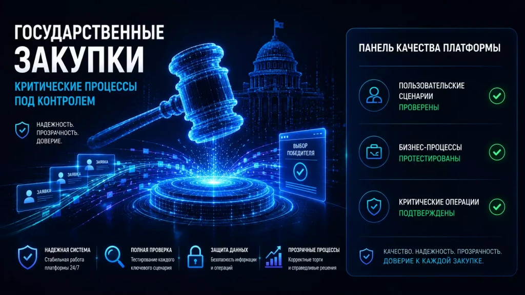Комплексное тестирование платформы государственных онлайн-закупок: проверка пользовательских сценариев, бизнес-процессов, критических операций и надежности тендерной системы