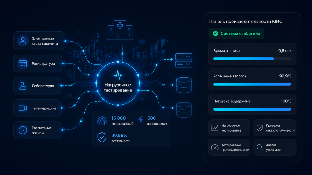 Нагрузочное тестирование медицинской информационной системы: проверка производительности, отказоустойчивости и стабильности работы электронной системы здравоохранения под высокой нагрузкой