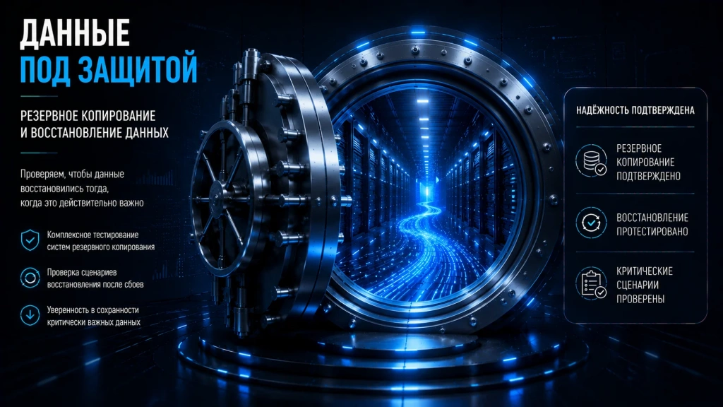 Тестирование систем резервного копирования и восстановления данных, проверка сценариев disaster recovery, надёжности хранения и восстановления информации после сбоев