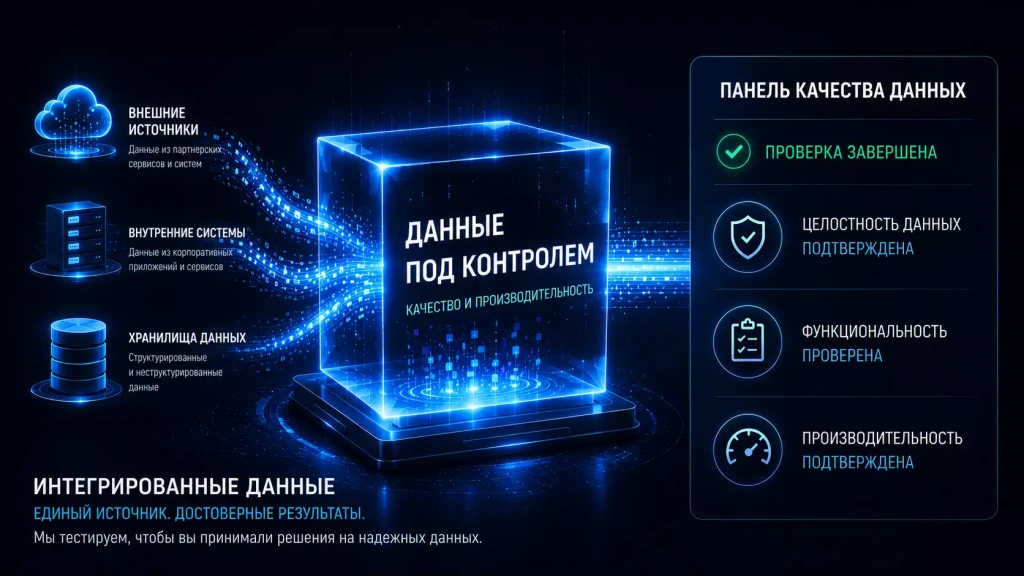 Функциональное тестирование и тестирование производительности системы отслеживания интегрированных данных, контроль качества данных, проверка интеграций и надежности обработки информации