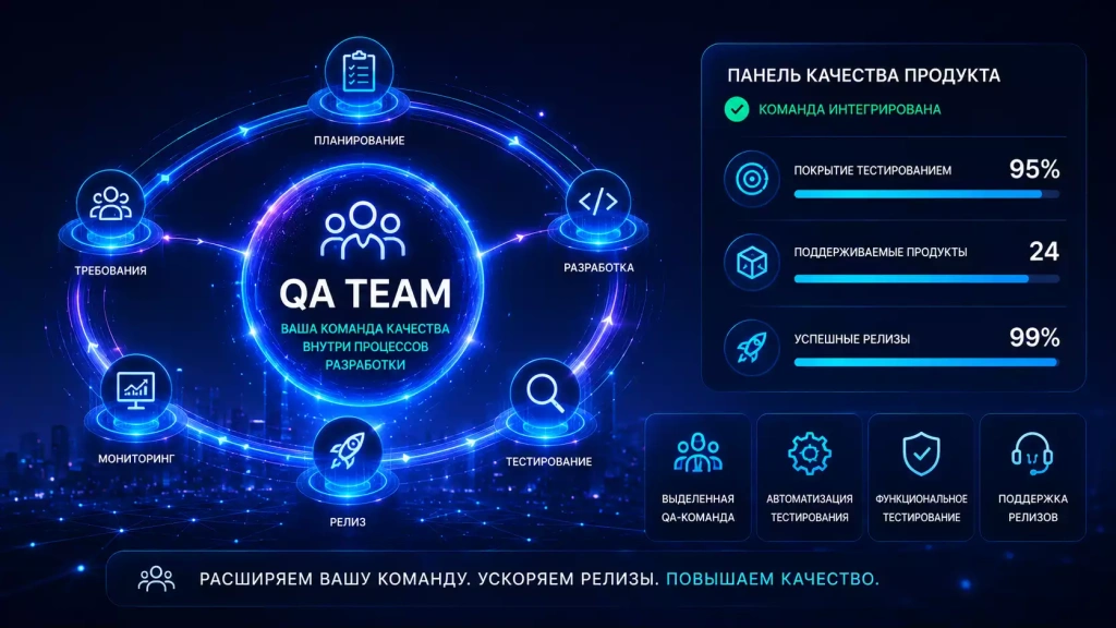 Выделенная QA-команда для оператора связи: обеспечение качества цифровых продуктов, поддержка релизов, автоматизация тестирования и интеграция QA в процессы разработки