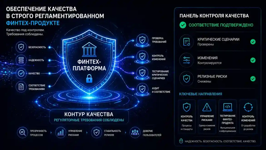 Обеспечение качества строго регламентированного финтех-продукта: контроль изменений, управление рисками, тестирование критических сценариев и соблюдение требований к надежности финансовой системы