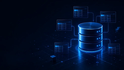 Схема реляционной базы данных с взаимосвязанными таблицами, SQL и системой управления базами данных для хранения структурированных данных