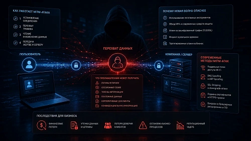 MITM-атаки (Man-in-the-Middle) в 2026: как злоумышленники перехватывают трафик и обходят MFA